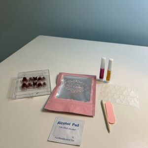 Handmade Pink Nail Art Kit with Glitter and Tools
